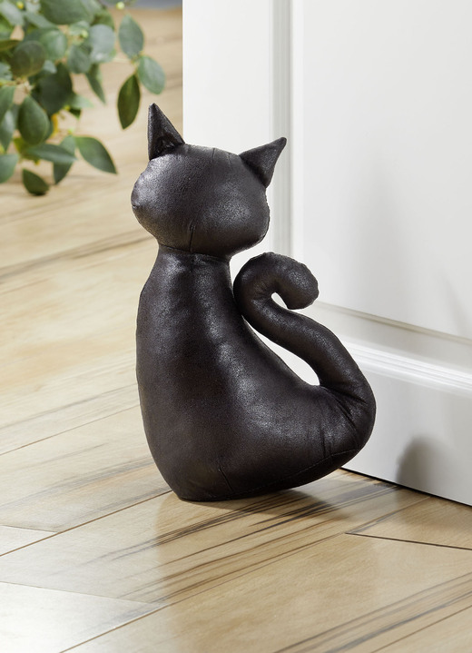 Wohnaccessoires - Türstopper in Form einer Katze, in Farbe SCHWARZ Ansicht 2