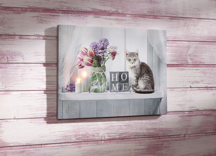 Tiere - Leinwand-LED-Bild, in Farbe WEISS-GRAU