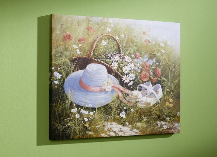 Blumen - Bild mit Sommerwiesen-Motiv, in Farbe GRÜN-WEISS