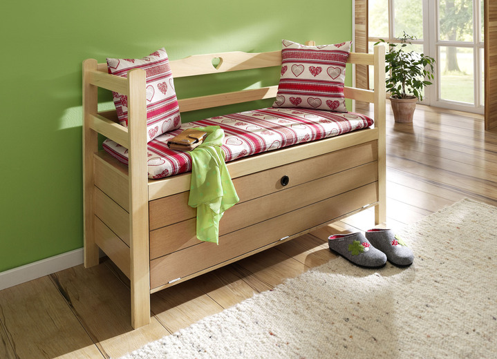 - Hochwertige Sitzbank aus teilmassivem Holz, in Farbe NATUR Ansicht 3