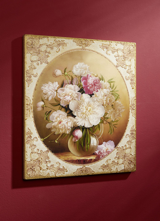 Blumen - Bild mit Verzierung im Barock-Stil, in Farbe GOLD