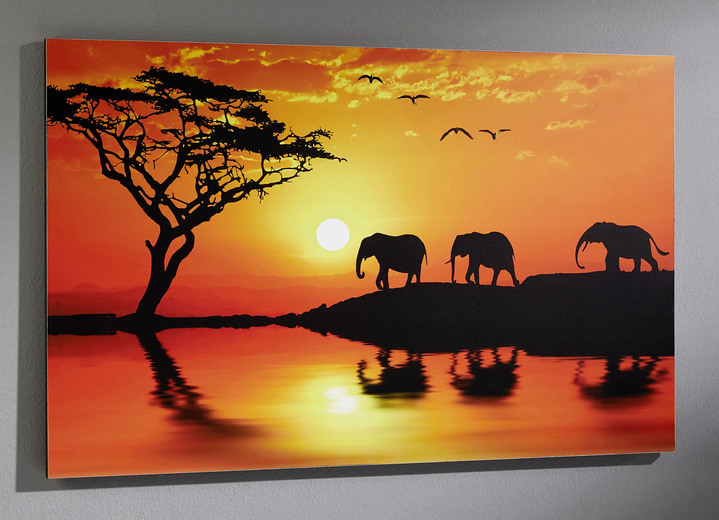 Tiere - Bild Elefantes por la montana vom Künstler Kesipun, in Farbe ORANGE-GELB