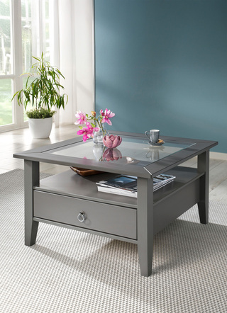 Couchtische - Couchtisch aus massivem Kiefernholz – Farbe GRAU Couchtische - Couchtisch aus massivem Kiefernholz, in Farbe GRAU, in Ausführung quadratisch