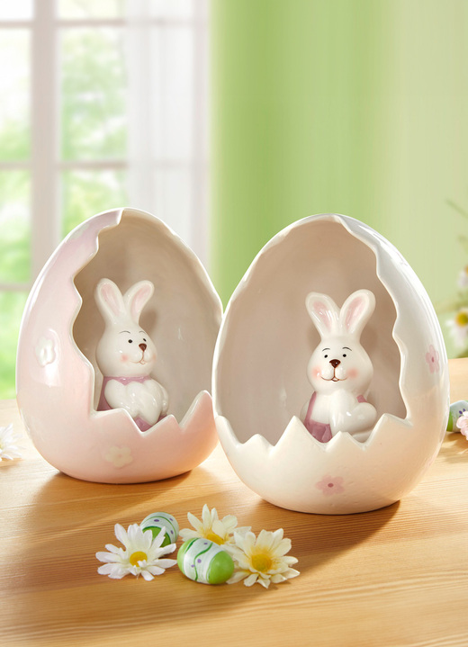 - Zauberhafte Hasen im 2er-Set, in Farbe WEISS-ROSA