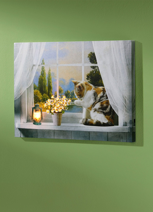 Dekoration - LED-Bild mit Holzrahmen, in Farbe CREME