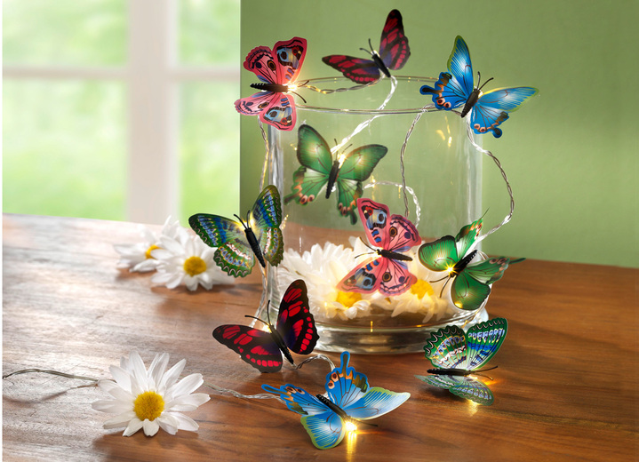 Geschenkideen - LED-Lichterkette mit 10 Schmetterlinge, in Farbe BUNT