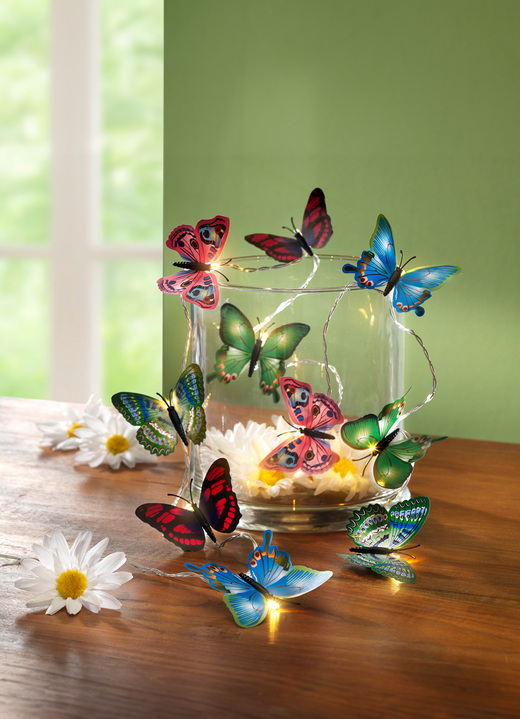 Geschenkideen - LED-Lichterkette mit 10 Schmetterlingen, in Farbe BUNT