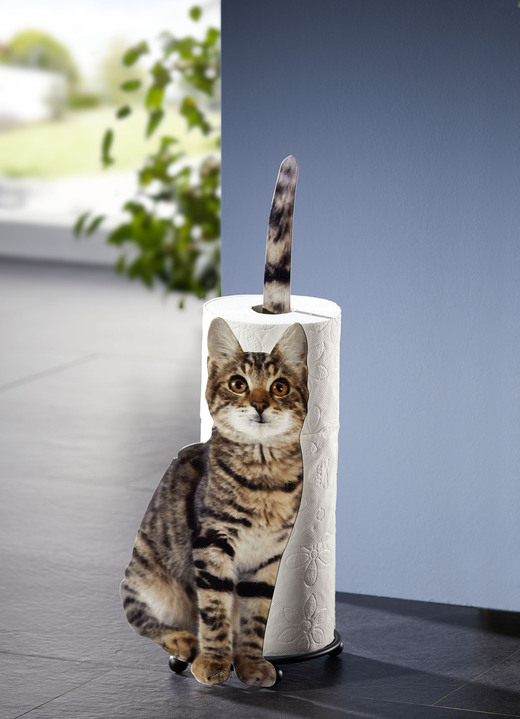 - Papierrollenaufbewahrung Katze aus Metall, in Farbe WEISS-GRAU