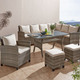 Gartenmöbel - Lounge-Set Flair aus hochwertigen Materialien – Farbe BEIGE – Ansicht 1 Gartenmöbel - Lounge-Set Flair aus hochwertigen Materialien, in Farbe BEIGE, in Ausführung Lounge-Set mit grauer Glasplatte – Farbe BEIGE – Ansicht 1