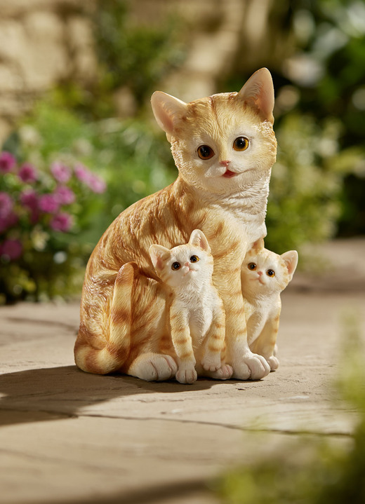 Gartenbeleuchtung - Beleuchtete Katzenfamilie, in Farbe ORANGE-WEISS Ansicht 1