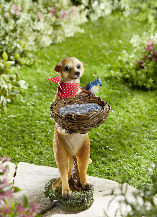 Vogeltränke Erdmännchen mit Vogelnest - Gartendekoration