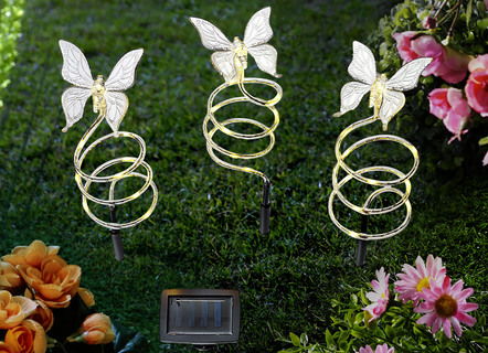 Solarstecker Schmetterlinge aus Kunststoff, 3-teilig