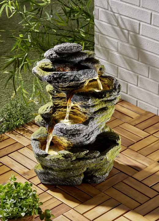 Leuchtende Dekoration - Brunnen mit Pumpe und Beleuchtung, in Farbe GRAU
