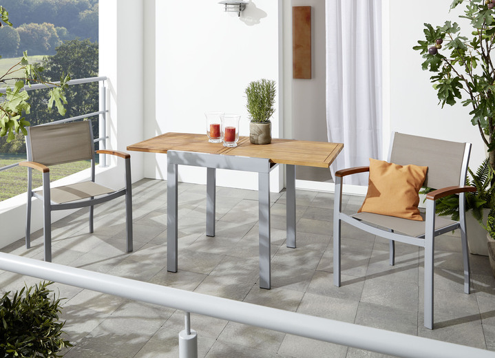 Gartenmöbel - Gartenmöbel Naxos, in Farbe GRAU, in Ausführung Balkon-Set, 3-teilig Ansicht 1
