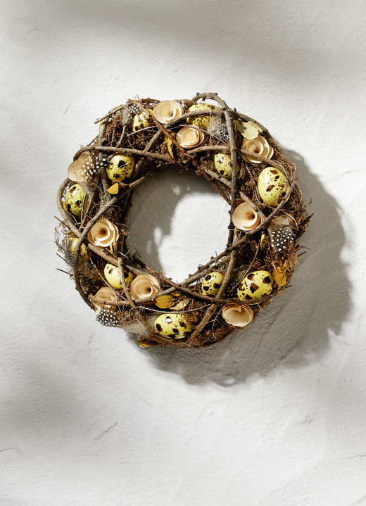 Ostern - Wandkranz aus Kunst- und Textilmaterial, in Farbe NATUR, in Ausführung Wandkranz klein