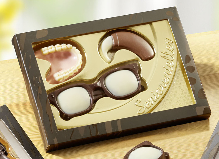 - Schokoladen-Präsent aus Vollmilch- und Zartbitter-Schokolade, in Farbe BUNT, in Ausführung Seniorenset