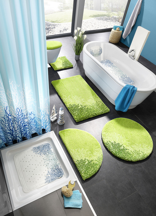 Badgarnituren - Badgarnitur von Grund, rutschhemmende Rückseite, in Größe 100 (Vorleger halbrund, 50x 80 cm) bis 112 (WC-Deckelbezug, 47x 50 cm), in Farbe TÜRKIS Ansicht 10