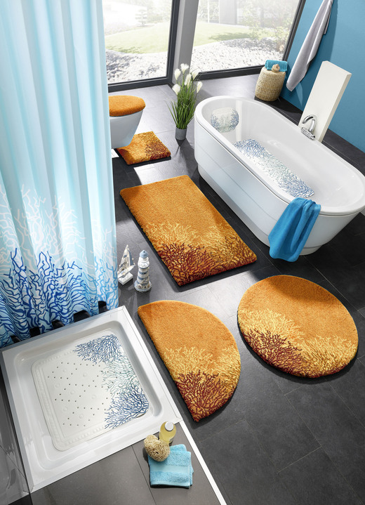Badgarnituren - Badgarnitur von Grund, rutschhemmende Rückseite, in Größe 100 (Vorleger halbrund, 50x 80 cm) bis 112 (WC-Deckelbezug, 47x 50 cm), in Farbe TERRA Ansicht 2
