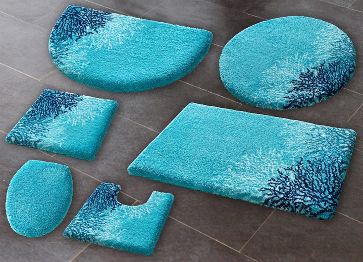 Badgarnituren - Badgarnitur von Grund, rutschhemmende Rückseite, in Größe 100 (Vorleger halbrund, 50x 80 cm) bis 112 (WC-Deckelbezug, 47x 50 cm), in Farbe GRÜN Ansicht 4