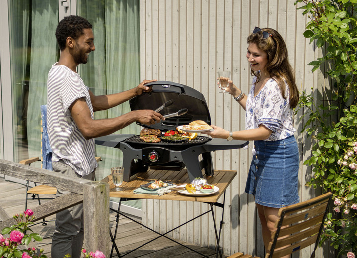 Gartengrill - Kompakter Elektro-Tischgrill e-Pantera mit Deckelthermometer, in Farbe SCHWARZ Ansicht 1