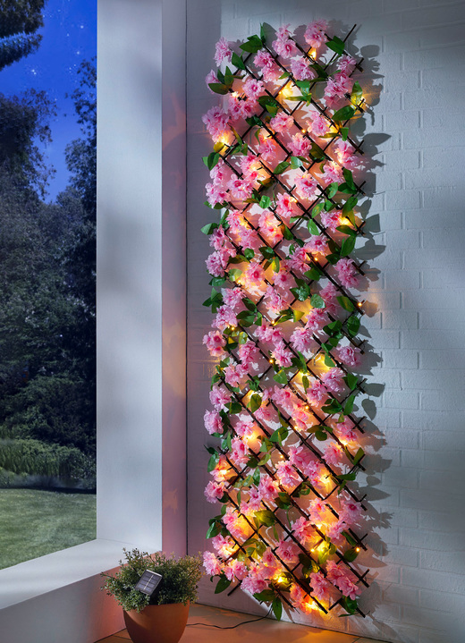 Sichtschutz und Sonnenschutz - Beleuchtetes Wandgitter, in Farbe BUNT, in Ausführung Kirschblüten, klein Ansicht 1