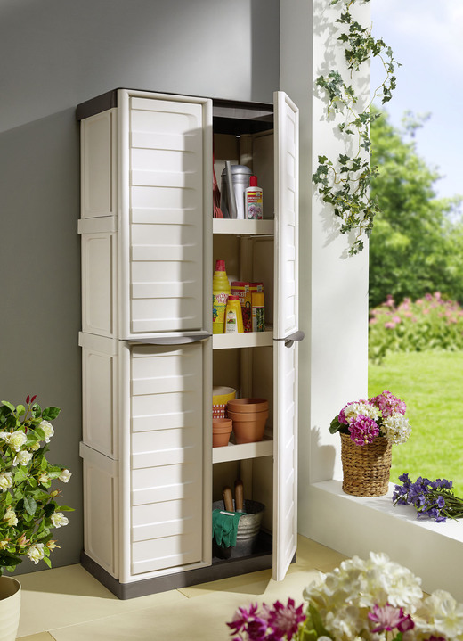 Gartenmöbel - Praktische Gartenschränke mit Stahlscharnieren, in Farbe BEIGE-TAUPE, in Ausführung Gartenschrank, groß Ansicht 1