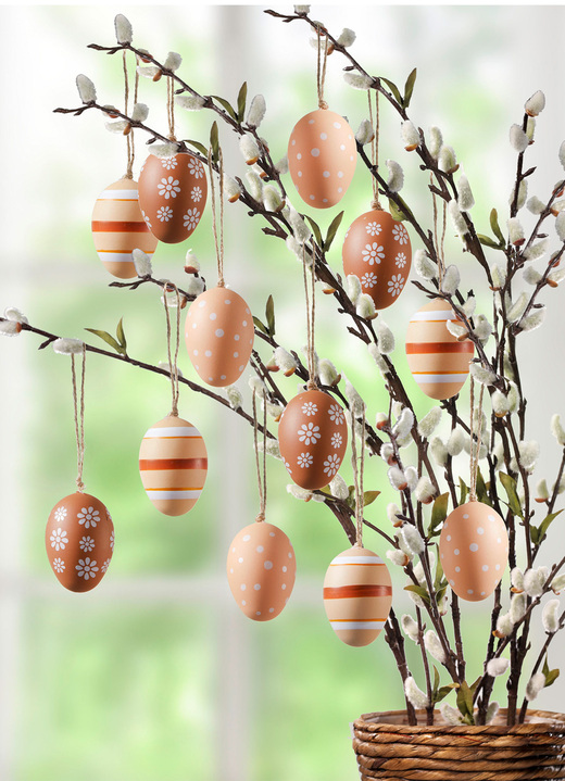 Ostern - Ostereier mit frühlingshaftem Motiv, 12er-Set, in Farbe NATUR Ansicht 1