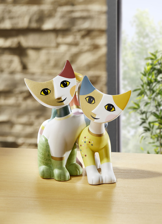 Figuren - Katzenpaar aus hochwertigem Biskuitporzellan, in Farbe BUNT