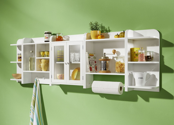 Küchenmöbel - Küchenregal-Programm aus massivem Fichtenholz, in Weiß aus MDF, in Farbe NUSSBAUM, in Ausführung Eck-Abschlussregal, links Ansicht 3