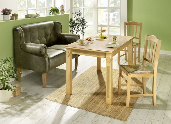 Esszimmer - Rustikales Tisch-Sofa mit Federkern Ansicht 2 Esszimmer - Rustikales Tisch-Sofa mit Federkern, in Farbe DUNKELGRÜN, in Ausführung Tisch-Sofa Ansicht 2
