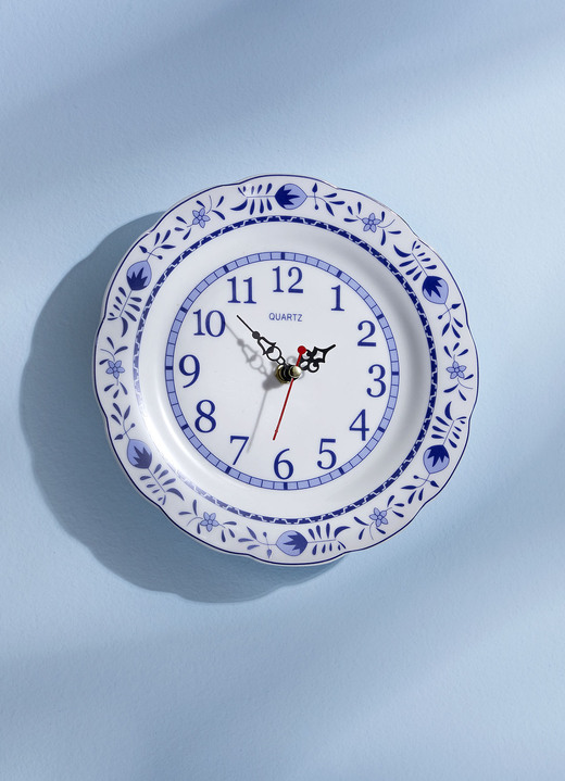 Uhren - Wanduhr mit Zwiebelmuster-Dekor, in Farbe WEISS-BLAU