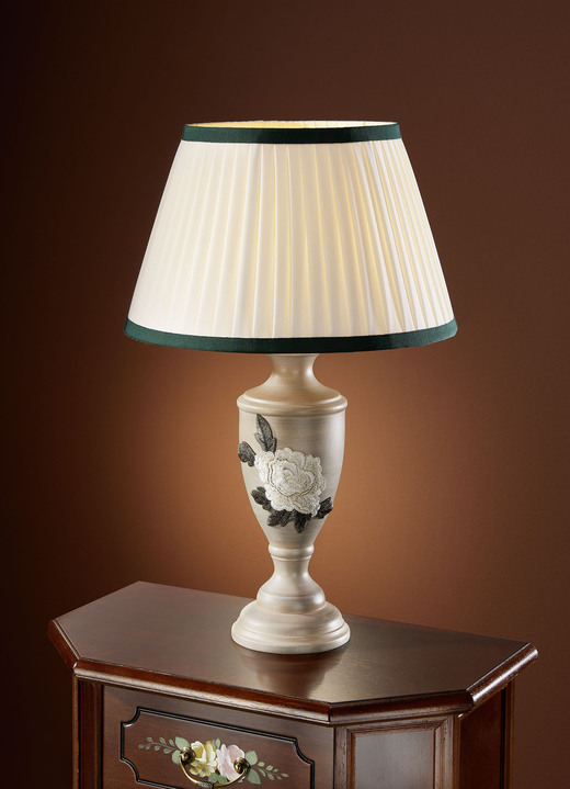 Lampen & Leuchten - Tischleuchte mit Lampenschirm , in Farbe BEIGE-WEISS