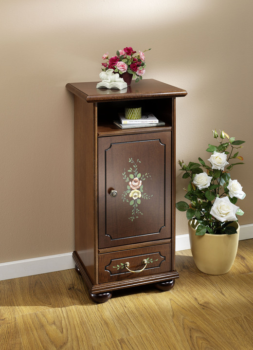 Sideboards & Kommoden - Stilvoller Kommode mit handbemalter Blumendekoration, in Farbe NUSSBAUM, in Ausführung Kommode, 1-türig Ansicht 1