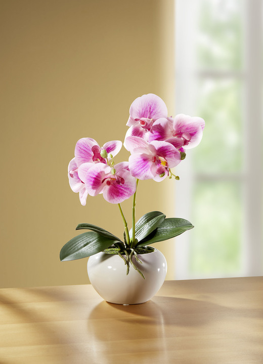 Kunst- & Textilpflanzen - Orchidee im Topf, in Farbe FUCHSIA