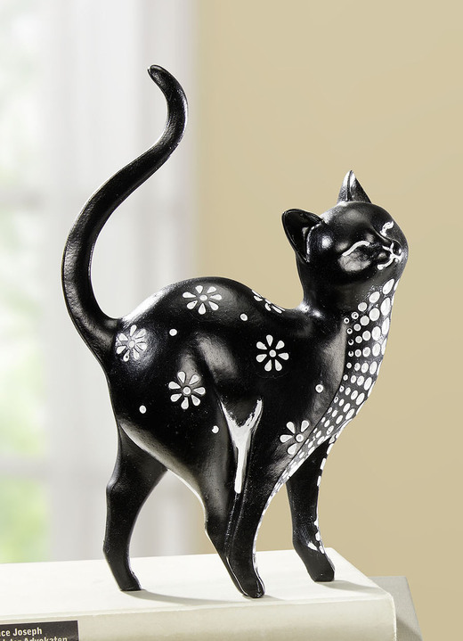 Figuren - Katzen mit Punkten und Blumenmuster, in Farbe SCHWARZ-WEISS, in Ausführung Katze Bella Ansicht 1