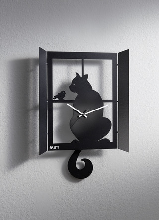 Originelle Wanduhr mit Katzen-Motiv