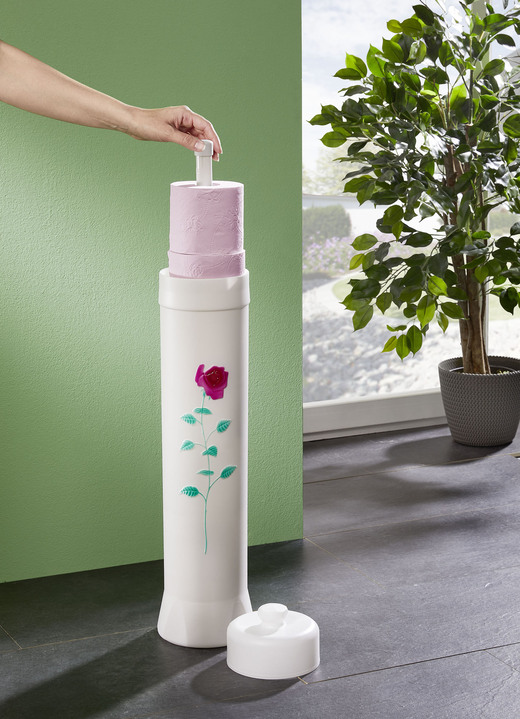 Accessoires - Toilettenpapier-Organizer aus Kunststoff, in Farbe WEISS-GRÜN-ROT