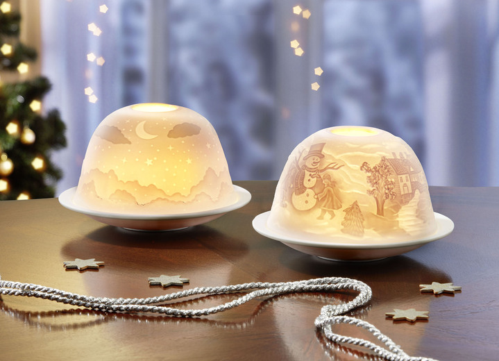 Weihnachtliche Dekorationen - Windlicht aus Porzellan, in Farbe WEISS, in Ausführung Windlicht Weihnachtsmann Ansicht 2