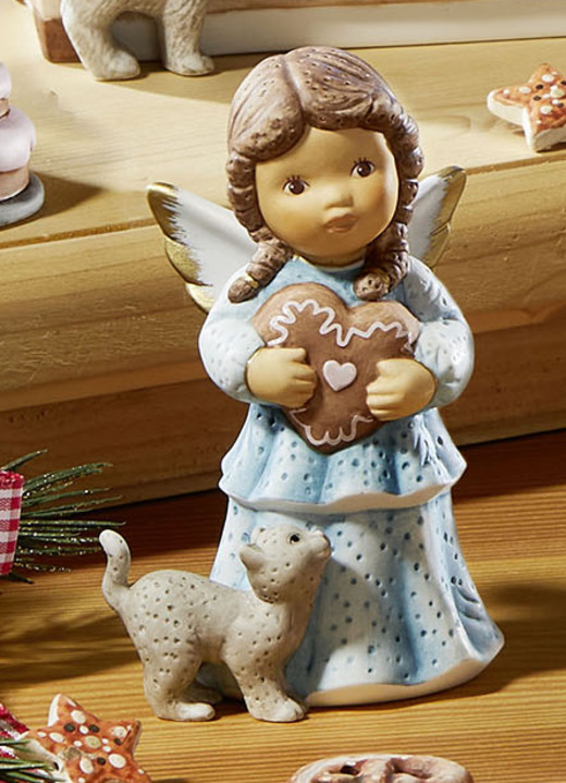 - Lebkuchenbäckerei aus Porzellan, in Farbe BLAU, in Ausführung Engel mit Lebkuchenherz Ansicht 1