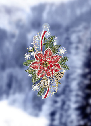 Fensterbild aus echter Plauener Spitze