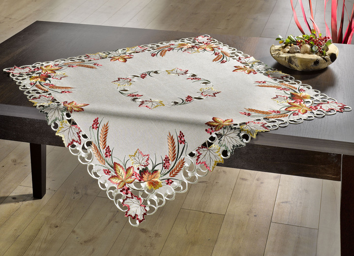 Tischdecken - Herbstliche Tisch- und Raumdekoration, in Größe 101 (Deckchen, 35x 50 cm) bis 404 (Kissenbezug, 40x 40 cm), in Farbe HELLBRAUN Ansicht 1