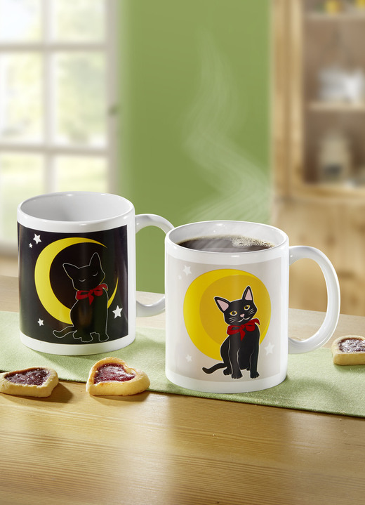 - Zaubertasse Katze aus hochwertigem Steingut, in Farbe BUNT