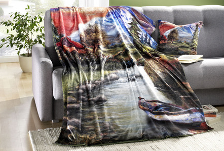 Digitalbedruckte Wohndecke Landschaft