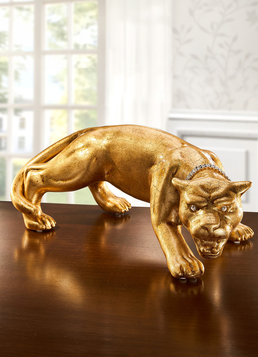- Panther in wertvoller Handarbeit mit Blattgold, in Farbe GOLD