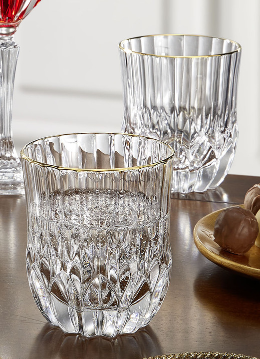 - Gläser, 2er-Set, mit Goldrand, in Farbe TRANSPARENT-GOLD, in Ausführung Wasserglas, 2er-Set Ansicht 1