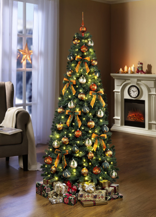 - Festlicher Weihnachtsbaumschmuck, in Farbe ORANGE-DUNKELGRÜN, in Ausführung Schleifen-Set, 6-teilig Ansicht 1