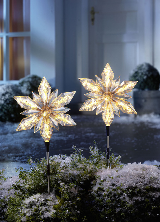 Außendekorationen - Gartenstecker Stern, 2er-Set, in Farbe WEISS