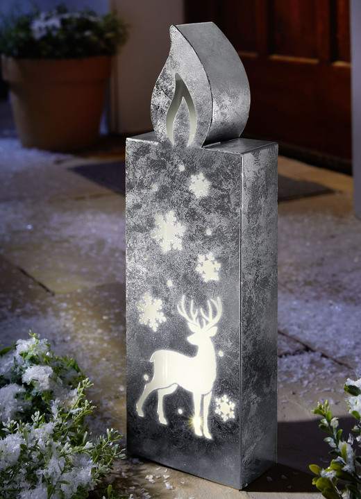 Außendekorationen - LED-Kerze aus Metall, in Farbe SILBER Ansicht 1