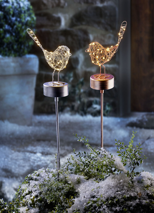 - Dekorativer LED-Vogel aus Metall, in Farbe KUPFER