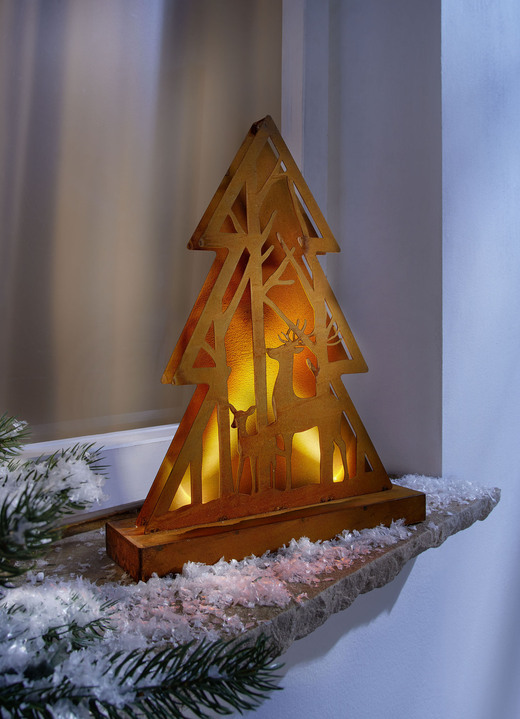 Weihnachtliche Dekorationen - Weihnachtsdeko Tanne aus gerostetem Eisen, in Farbe BRAUN